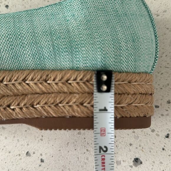 Naturalizer Thea 3 Turquoise Linen Espadrille Platform Slip On Loafers Size 8.5M - Picture 7 of 12